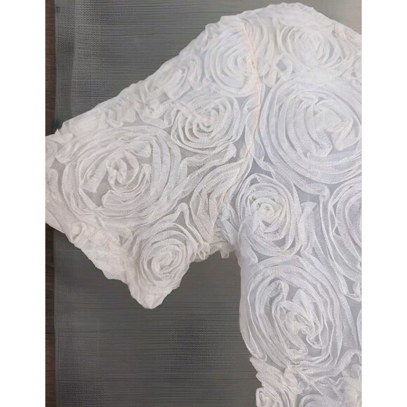 Ro & De Ivory Rosette 3D Embroidery Floral Top Women's Sz Large Camisole Stays - Picture 4 of 7